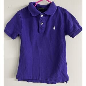 POLO RALPH LAUREN Boys Purple Short Sleeve Polo Shirt w/ White Pony - Size 4T